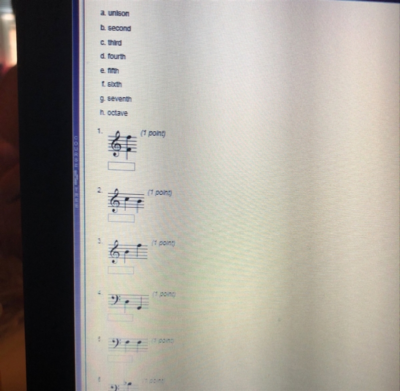 Match the following intervals with their names you may use some intervals more than-example-1