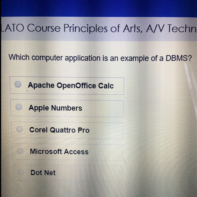 Which computer application is an example of a DBMS?-example-1