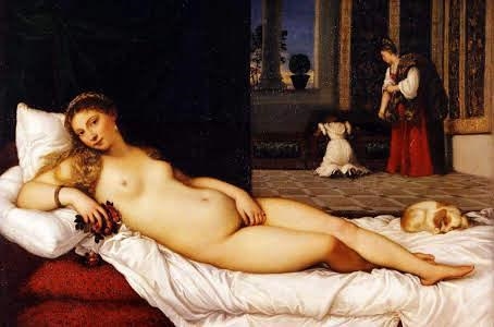 The painting Olympia by Edouard Manet is similar to the painting Venus of Urbino by-example-1