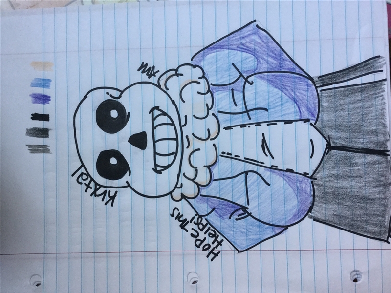 How do you draw Sans from Undertale?? I want to draw him for an art project but cant-example-1