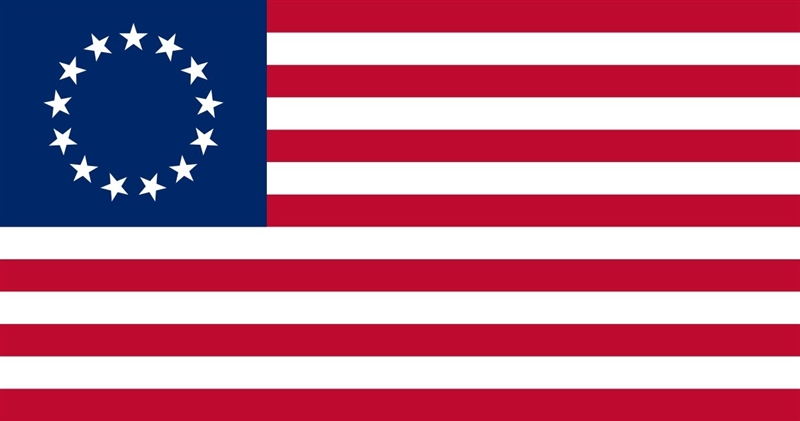 How many stars and stripes did the first American flag have in Stars and Stripes-example-1