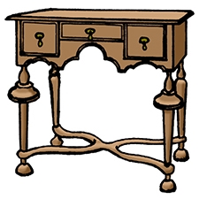 Take a look at the figure. The William and Mary piece shown is called a(n) A. lowboy-example-1