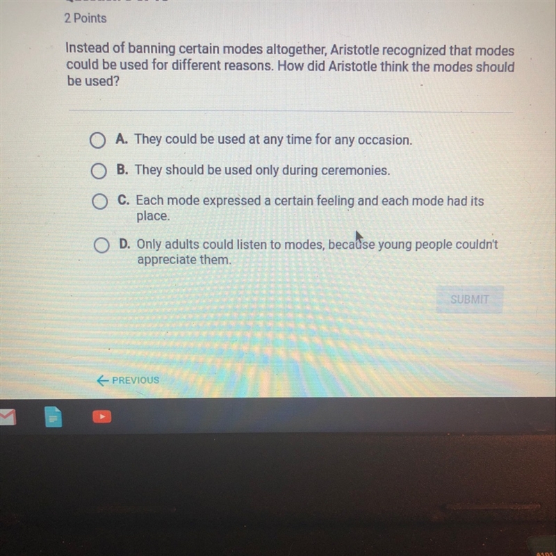 How did Aristotle think the modes should be used?-example-1