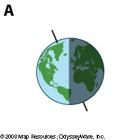 You live in the U.S., and it's summer time. If you were in space looking at Earth-example-2