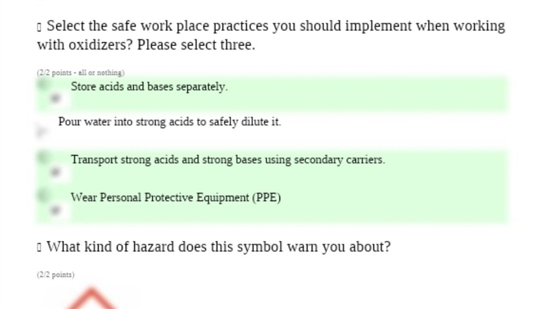 Select the safe work place practices you should implement when working with oxidizers-example-1