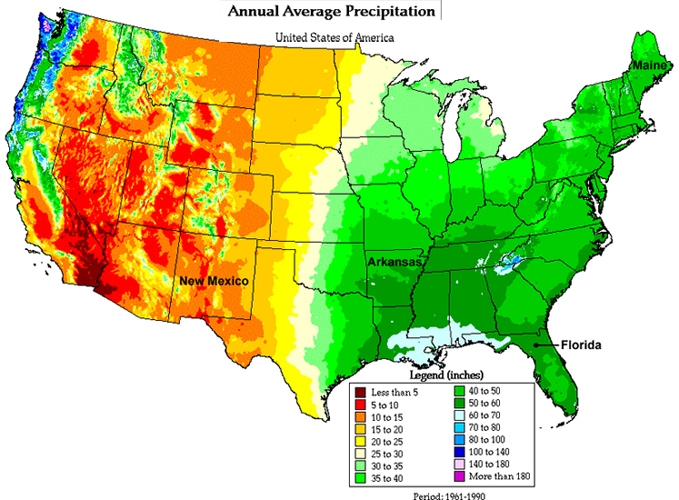 Your family is hoping to take a vacation to a dry climate. Based on the map, in which-example-1