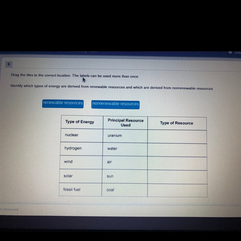 Identify which types of energy are derived from renewable resources and which are-example-1