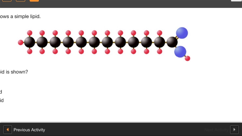 The diagram shows a simple lipid. What type of lipid is shown? saturated munsaturated-example-1