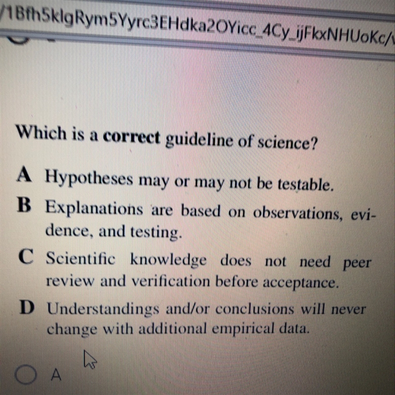 Which is a correct guideline of science?-example-1