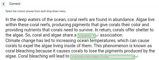 In the deep waters of the ocean, coral reefs are found in abundance. Algae live on-example-1