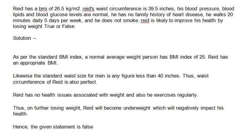 Reid has a bmi of 26.5 kg/m2. reid's waist circumference is 39.5 inches, his blood-example-1