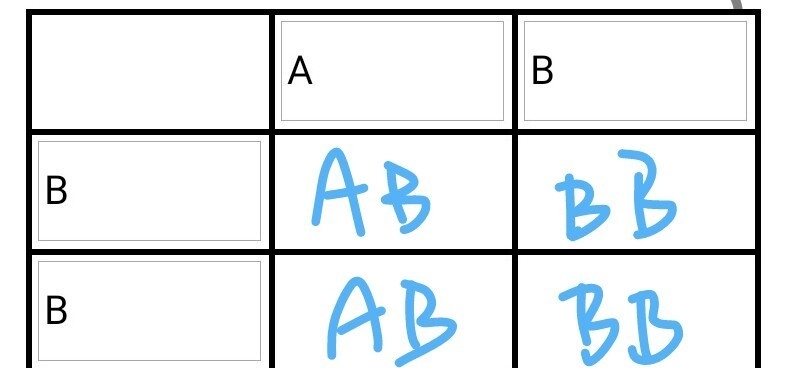 Me jones has blood type B and Mrs Jones has blood type AB. What is the probability-example-1