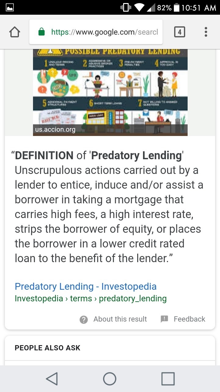 Which is the more correct definition of “ predatory lending”-example-1