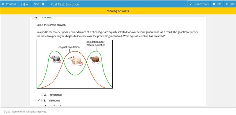 In a particular mouse species two extremes of a phenotype are equally selected for-example-1