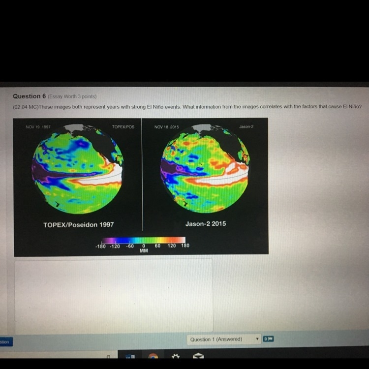 These images both represent years with strong El Niño events. What information from-example-1