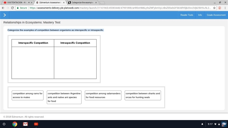 Categorize the examples of competition between organisms as interspecific or intraspecific-example-1