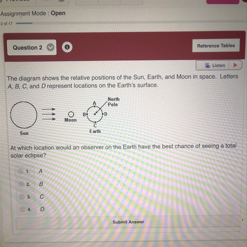 At which location would and observer on the earth have the best chance of seeing a-example-1