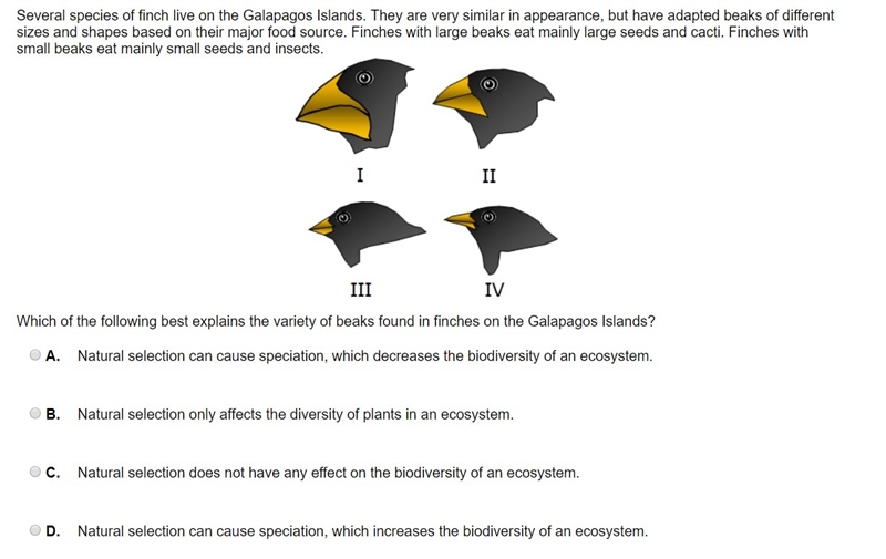 HeeellPPPP PLS Several species of finch live on the Galapagos Islands. They are very-example-1