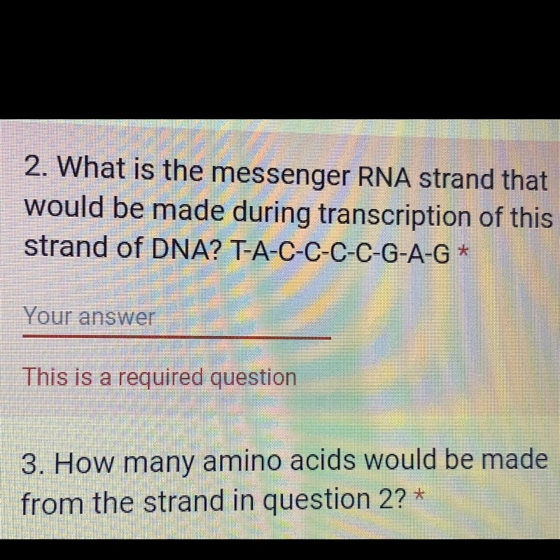 How many amino acids would be made from the strand in question 2-example-1