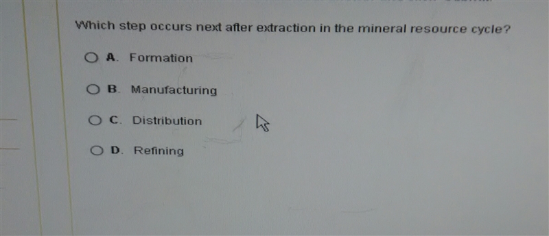 Which step occurs next after extraction in the mineral resource cycle?-example-1