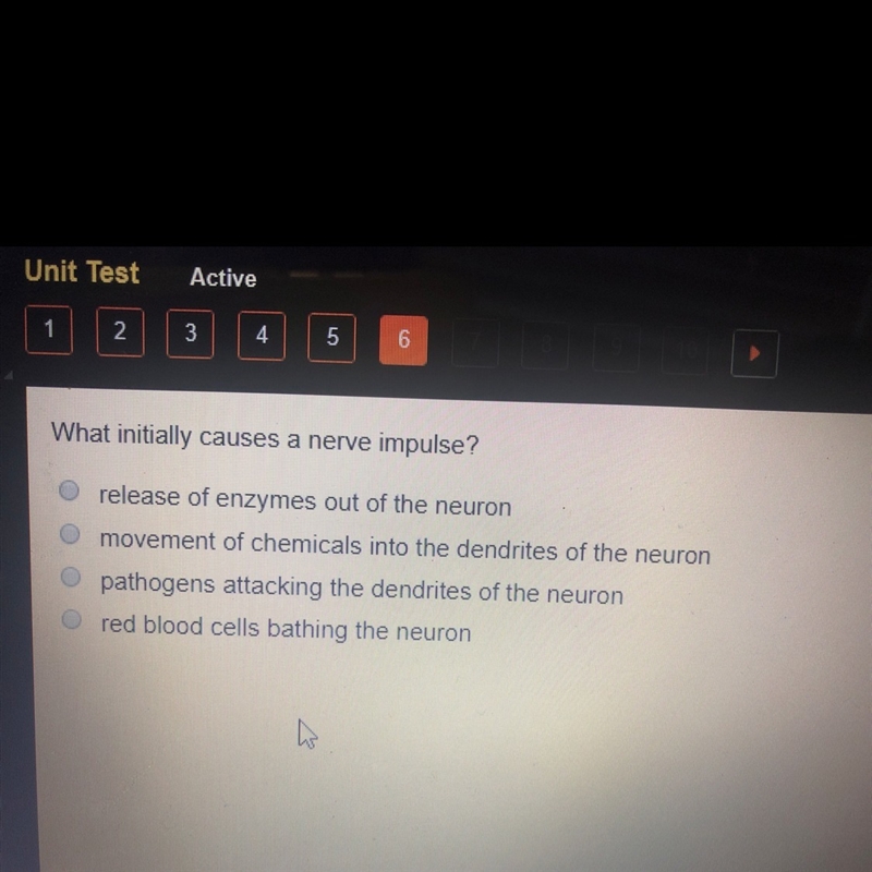 What initially causes a nerve impulse?-example-1