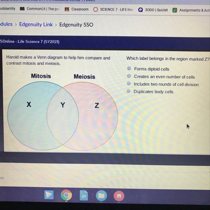 Harold makes a very diagram to help him compare and contrast mitosis and meiosis A-example-1