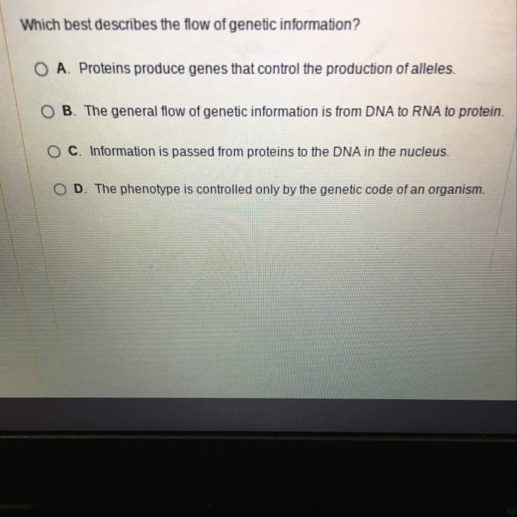 Which best describes the flow of generic information-example-1