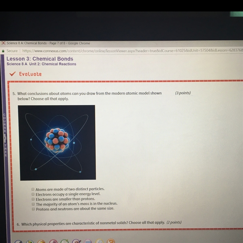 What conclusions about atoms can you draw from the modern atomic model shown below-example-1