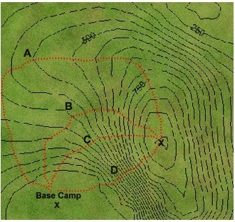 A mountaineer is planning an expedition. He wants to follow the easiest possible path-example-1