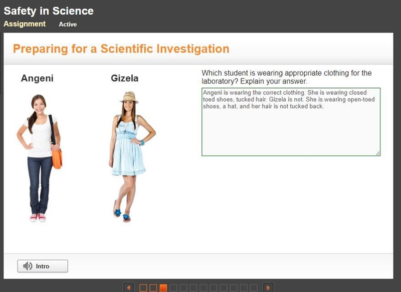 Which student is wearing appropriate clothing for the laboratory? Explain your answer-example-1