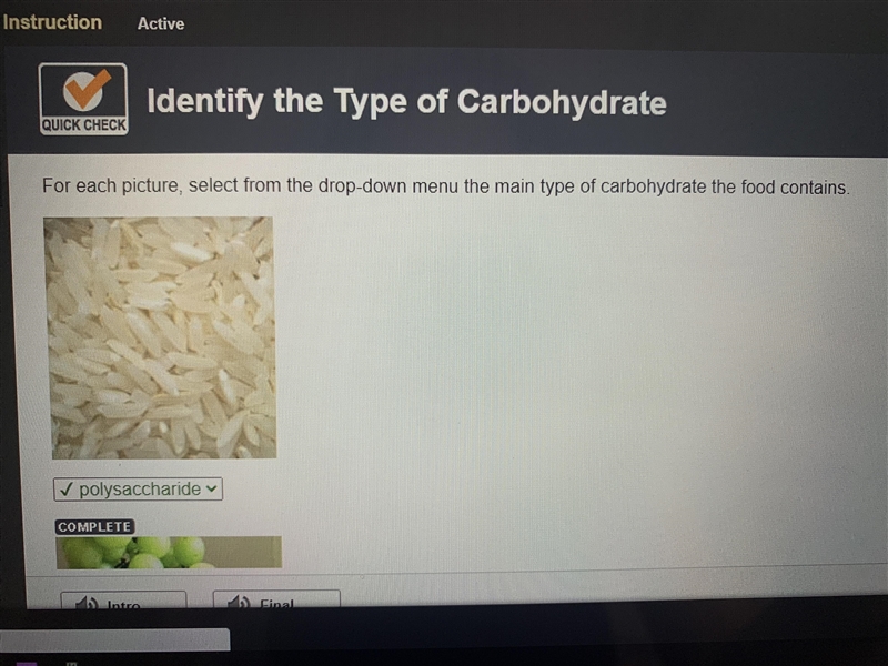 For each picture, select from the drop-down menu the main type of carbohydrate the-example-1