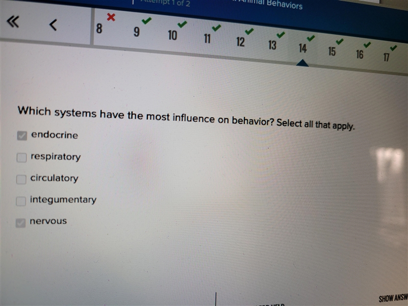 Which systems have the most influence on behavior? Select all that apply. endocrine-example-1