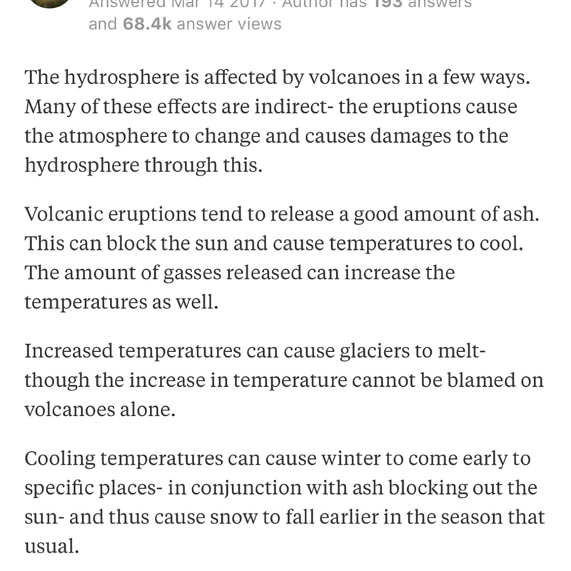 How can a volcano eruption be a hydrosphere-example-1