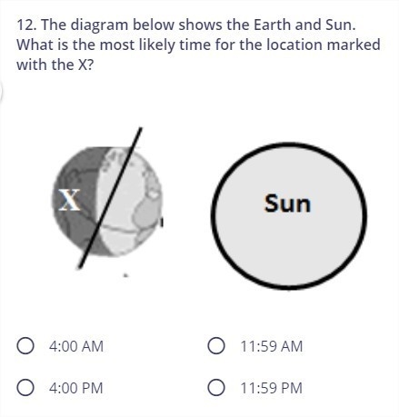 The diagram below shows the earth and sun. What is the mostly likely time for the-example-1