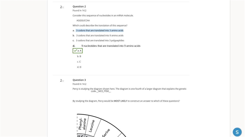 Consider this sequence of nucleotides in an mRNA molecule. AGGGUCCAA Which could describe-example-1