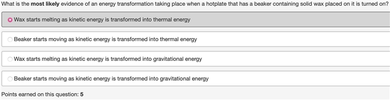 What is most likely evidence of an energy transformation taking place when a hot plate-example-1