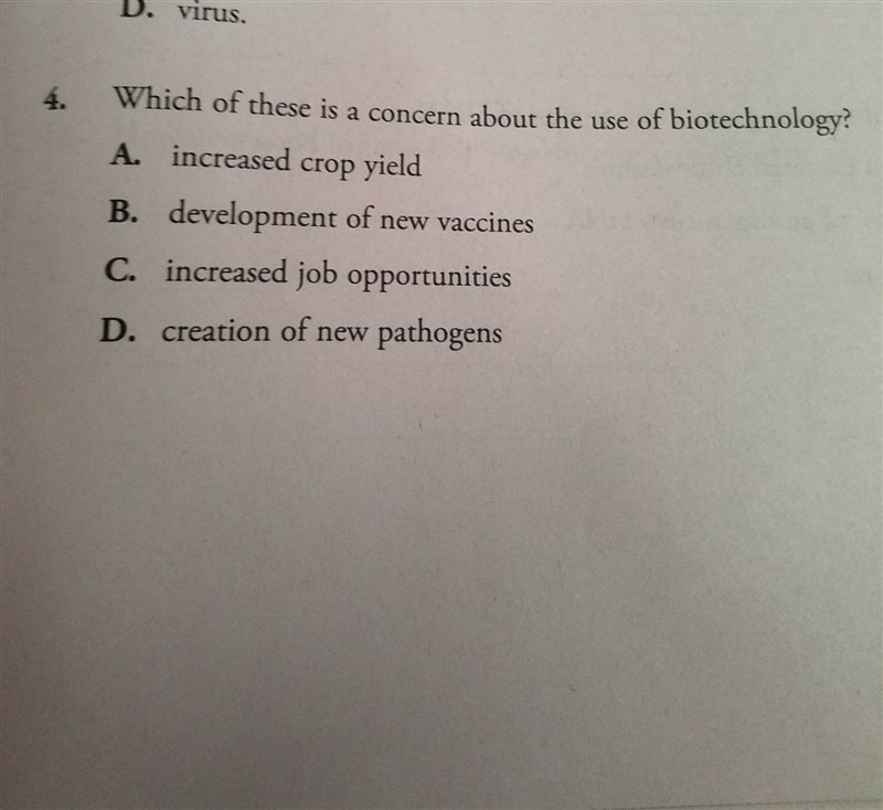 Which of these is a concern about the use of biotechnology-example-1