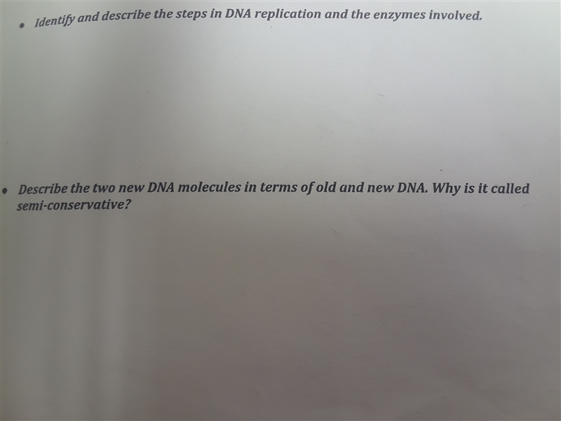 Identify and describe the steps in DNA replication and enzymes involved-example-1