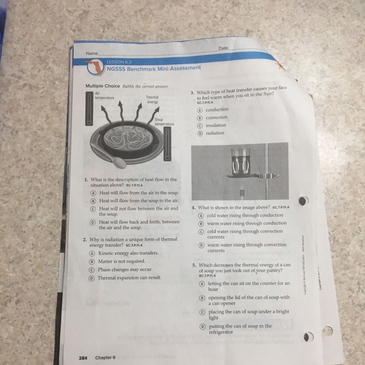 1 What is the description of heat flow in the situation above? 2 why is radiation-example-1