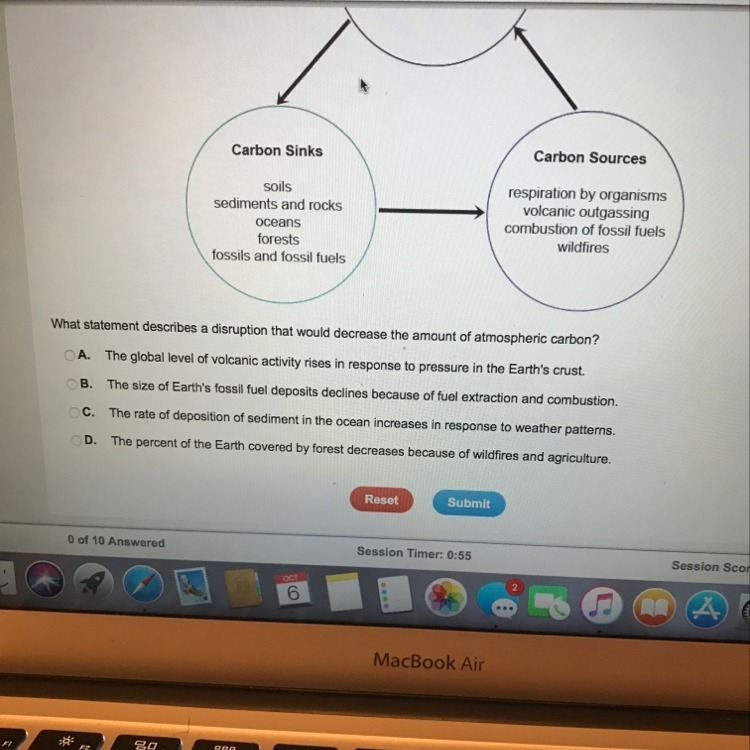 What statement describes a disruption that would decrease the amount of atmospheric-example-1