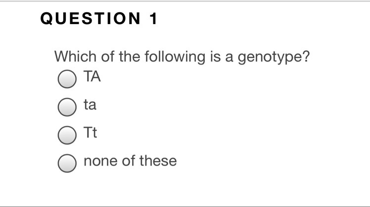 Which of the following is a genotype?-example-1