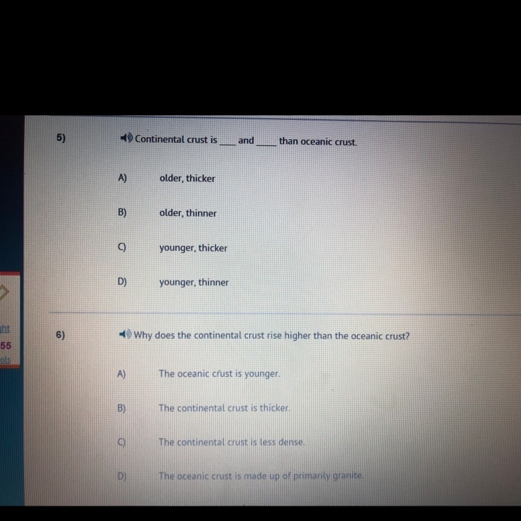 PLEASEEEE ANSWER QUICK IM ON A TIME LIMIT!!!!!!!!!!!!!!!!!!! Continental crust is-example-1