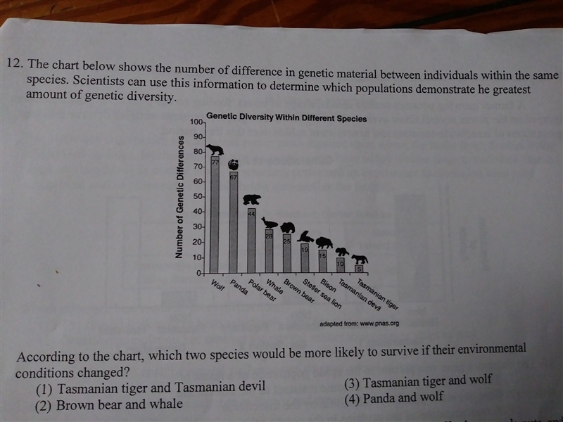 according to the Chart which two species would be more likely to survive if their-example-1