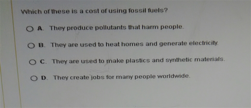 Which of these is a cost of fossil fuels?-example-1