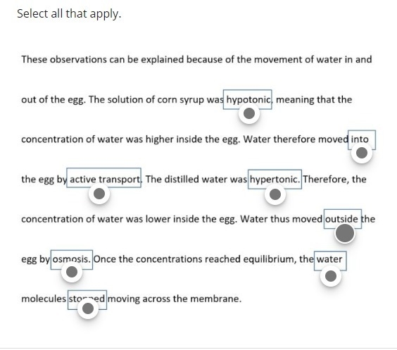 Alexis placed one egg in a solution of 95% corn syrup. She placed another egg in distilled-example-1