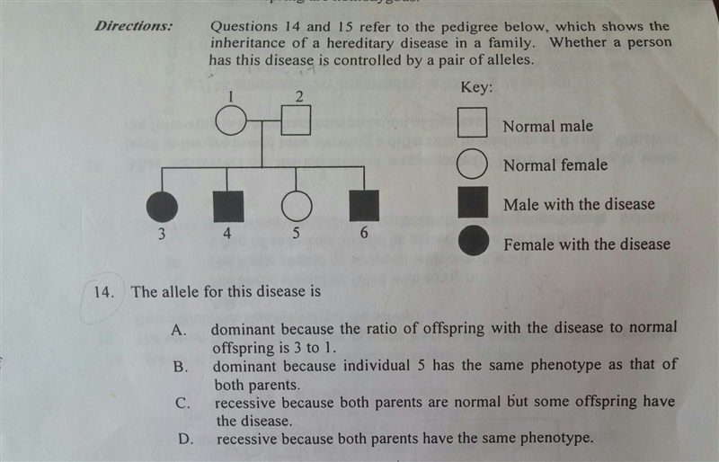 How can the allele be recessive when three children have the disease ? (the answer-example-1