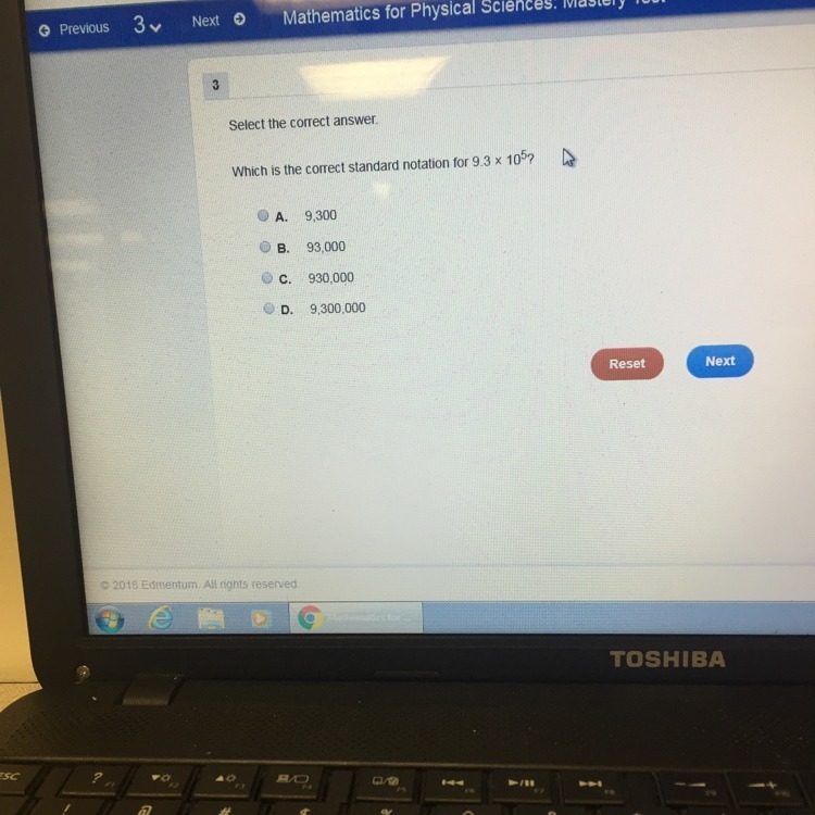 Which is the correct standard notation 9.3 x 10-example-1