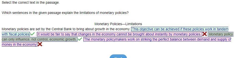 Which sentences in the given passage explains the limitations of monetary policies-example-1