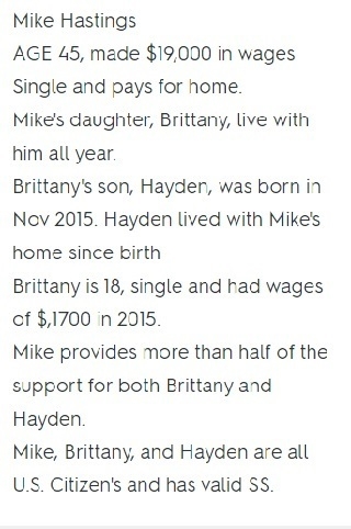 Who can mike claim as a qualifying child(ren) for the earned income credit?-example-1