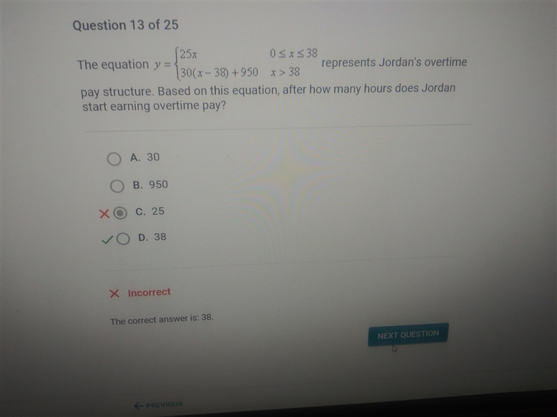 The equation represents Jordan's overtime pay structure. Based on this equation, what-example-1